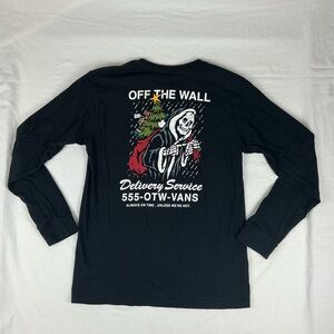 VANS Off The Wall Graphic Black Long Sleeve‎ Holiday Reaper, Boys L (12-14)